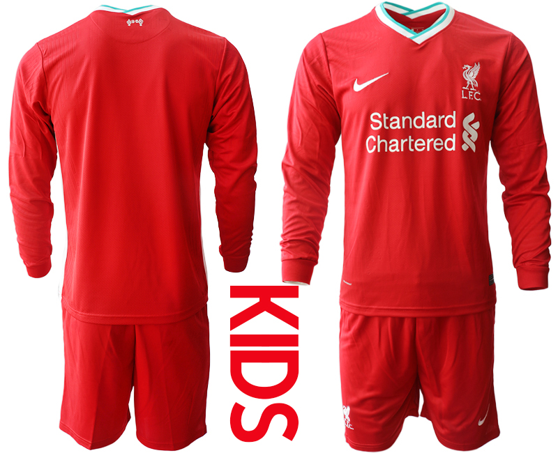 2021 Liverpool home long sleeves Youth soccer jerseys->customized soccer jersey->Custom Jersey